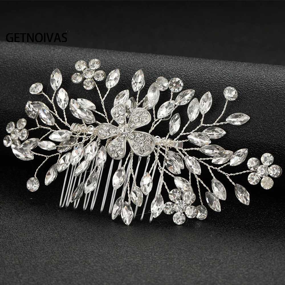 

Rhinestone Crystal Wedding Hair Combs Hair Accessories for Bridal Flower Headpiece Women Bride Hair Ornaments Jewelry SL