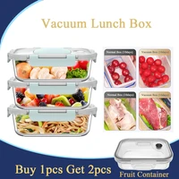 2pcs vacuum lunch box for kids dinnerware vacuum food storage container portable microwave bento box fridge fresh fruit boxes