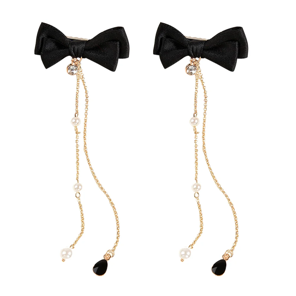 

Hair Clip Bowknotchain Dangle Headwear Hairpin Barrette Decorative Bride Tassel Drop Claw Headdress Kidsbow Headbands