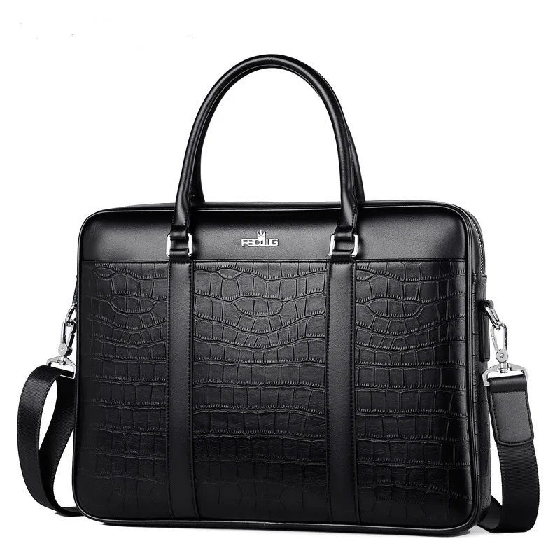 High Quality Men Business Briefcase Bag Crocodile Pattern Leather Handbag Fashion Messenger bag 14inch Laptop Bag For Male