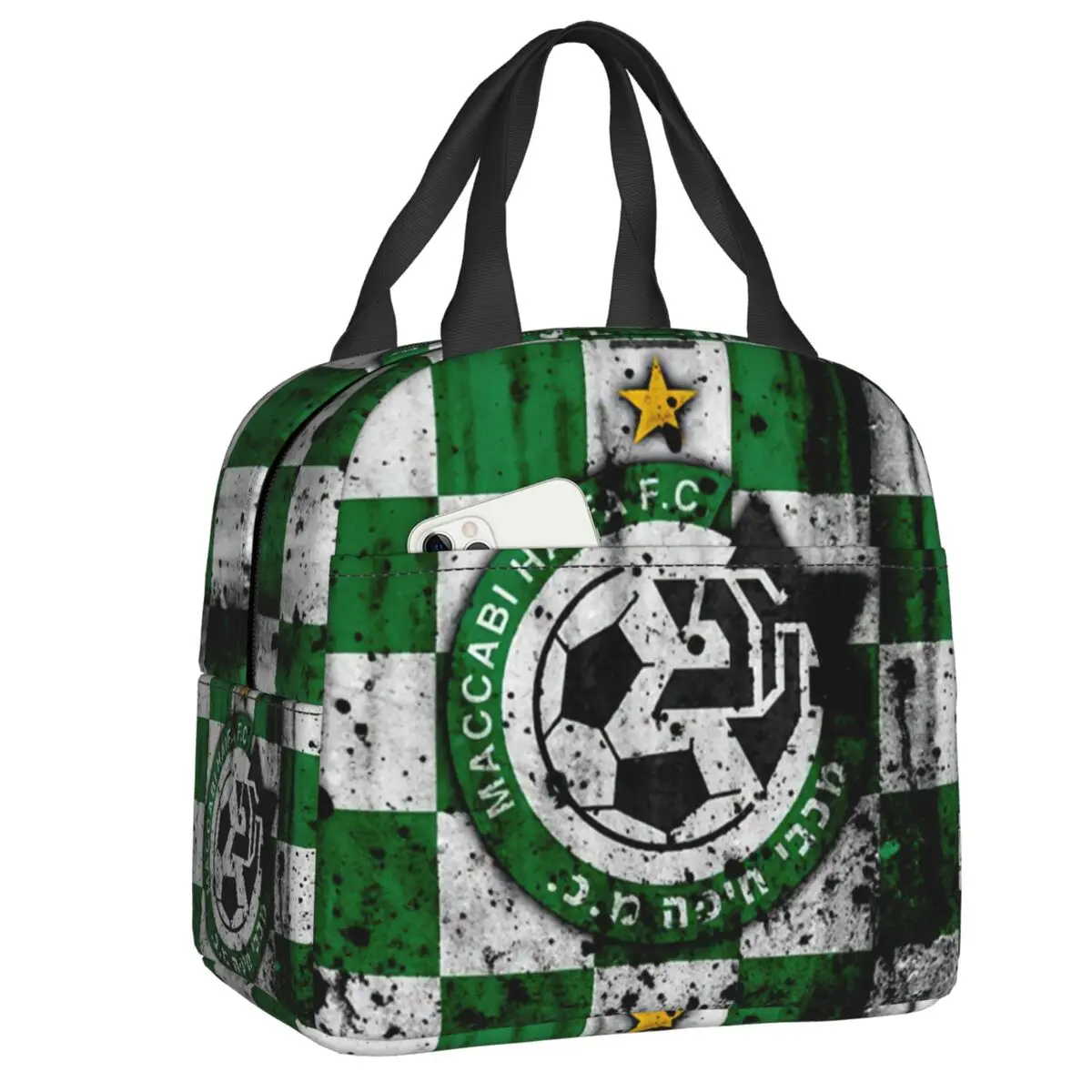 

Israel Football Maccabi Haifa FC Insulated Lunch Tote Bag for Women Thermal Cooler Food Lunch Box Outdoor Camping Travel