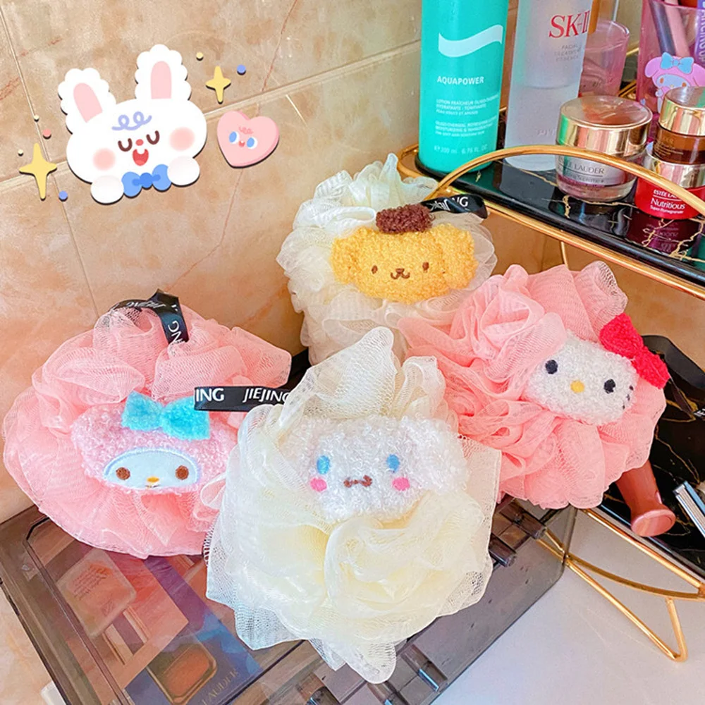 

Kawaii Sanrio мультфильм аниме Hello Kitty Kuromi мягкие туалетные принадлежности стирать спину банный цветок банный мяч сетка пузырь мяч для девочек туа...