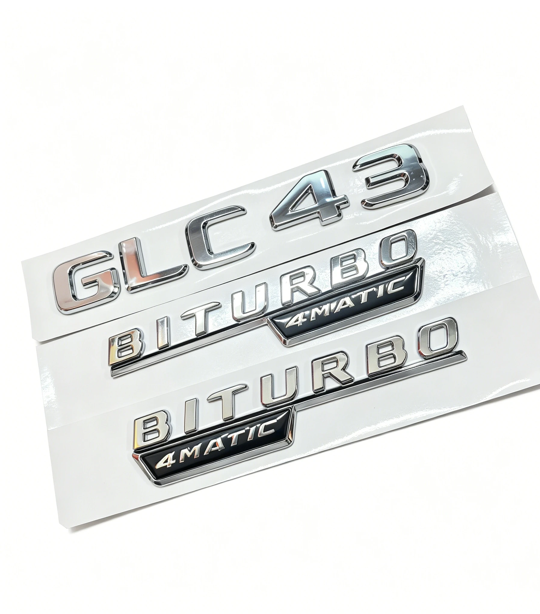 3 шт. глянцевых серебристых 3D-эмблем 4MATIC BITURBO для Mercedes-Benz GLC43 GLE43, наклейки-звезды на багажник, аксессуары для авто (art.: 3920db95e1df8) - 3920db95e1df8