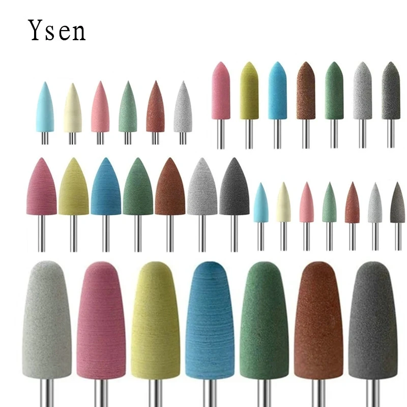 1Pcs Cuspidal Head 7 Colors Rubber&Silicon Carbide Nail Buff