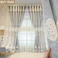 luxury curtains for living dining room bedroom european style embroidery high end blackout cloth tulle integrated balcony window