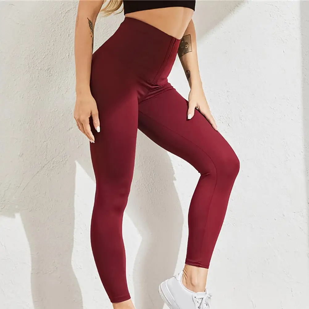 

Women Leggings Double Row Hook High-waisted Tummy Control Hip Lifting Stretchy Push Up Women Close-fitting Workout Pants