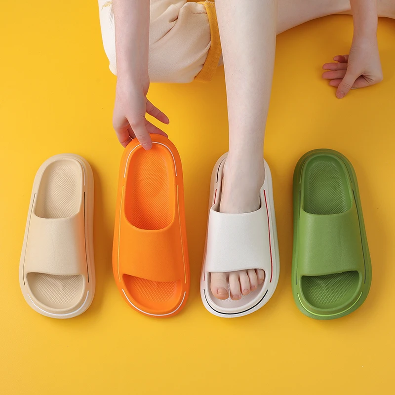 

WDZKN 2022 Summer Slippers Women Thick Bottom Indoor Home Non-slip Slippers Flat Platform Concise Outside Casual Beach Slides