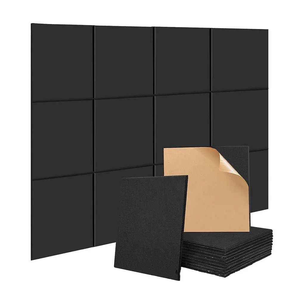 

12bags Black Acoustic Materials Absorb Sound And Reduce Noise - Square Sound-absorbing Panel Fiber Structure Is Tight