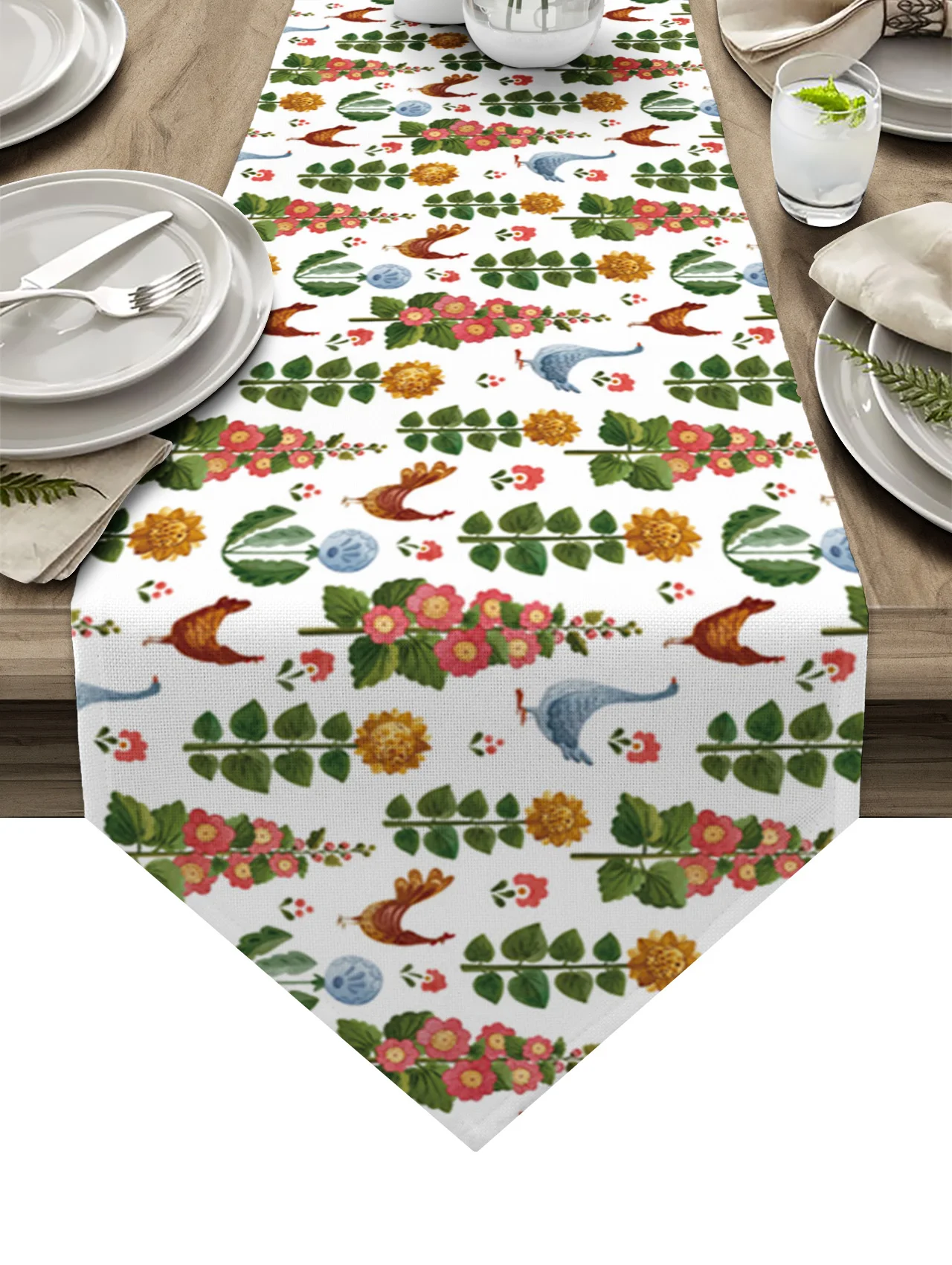 

Настольная дорожка с животными и цветочным узором для свадьбы, банкета, домашнего праздника, вечеринки, украшения стола, Настольная дорожка