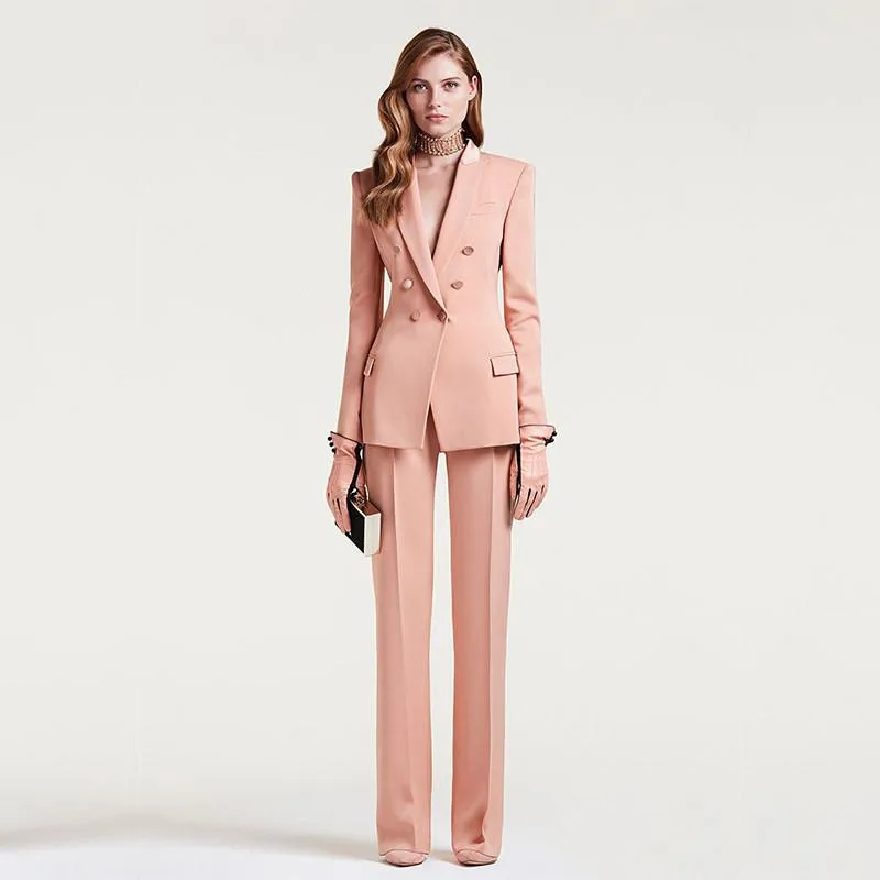 New spring and autumn suits elegant women's street solid color matching suit (suit + pants)