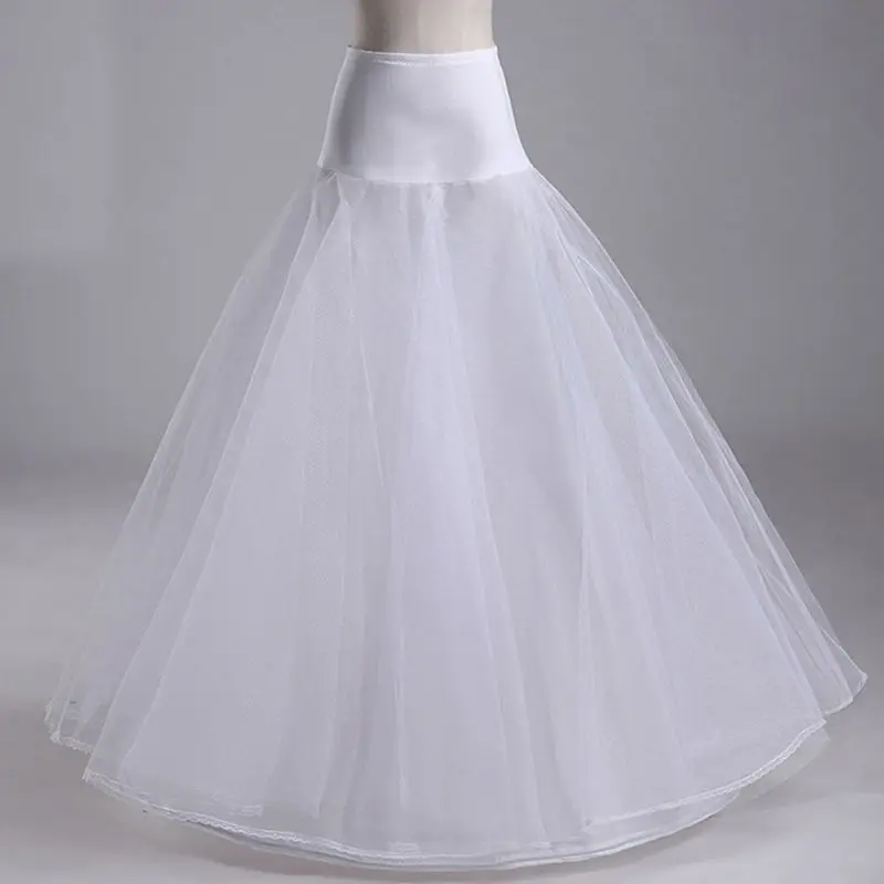 

Womens White 1 Hoop A Line Two Layers Petticoat Bridal Wedding Dress Elastic Wai
