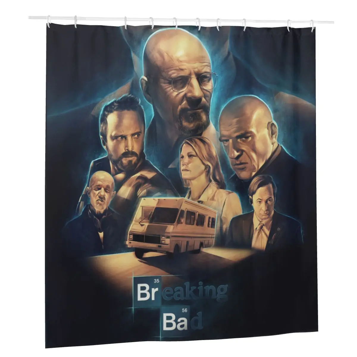 

Breaking Bad Bathroom Shower Curtain Walter Jesse Hank Mike Skyler Decor Bath Curtains with 12 Hook