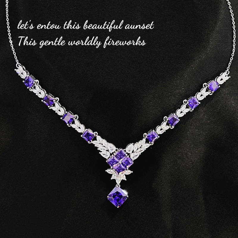 

Sparkling Geometry Pendant Necklace Full Inlay Dazzling AAA Cubic Zirconia Exquisite For Women Wedding Engagement Jewelry Gifts