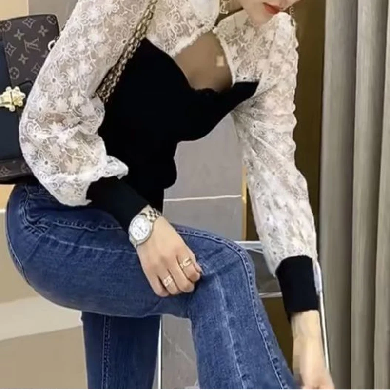 Весенне-осенняя новая блузка с воротником-стойкой и длинными рукавами женские