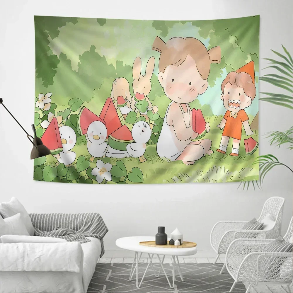 Милый Кавайный Гобелен С Зелеными Растениями Настенный Хипстерский Богемный