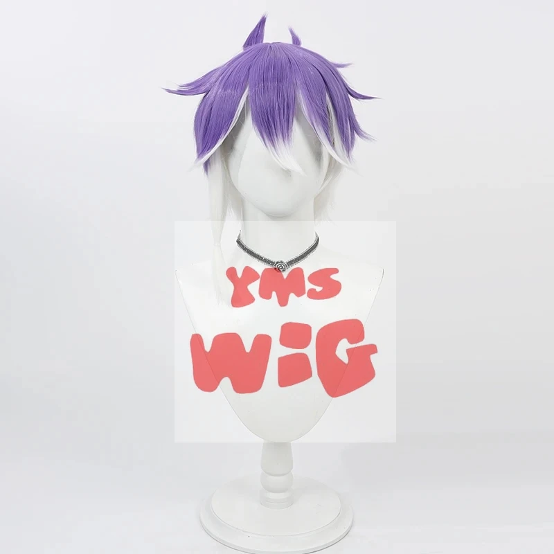 Touken Ranbu Minamoto Kiyomaro Косплей Парик Короткие Белые Фиолетовые Термостойкие