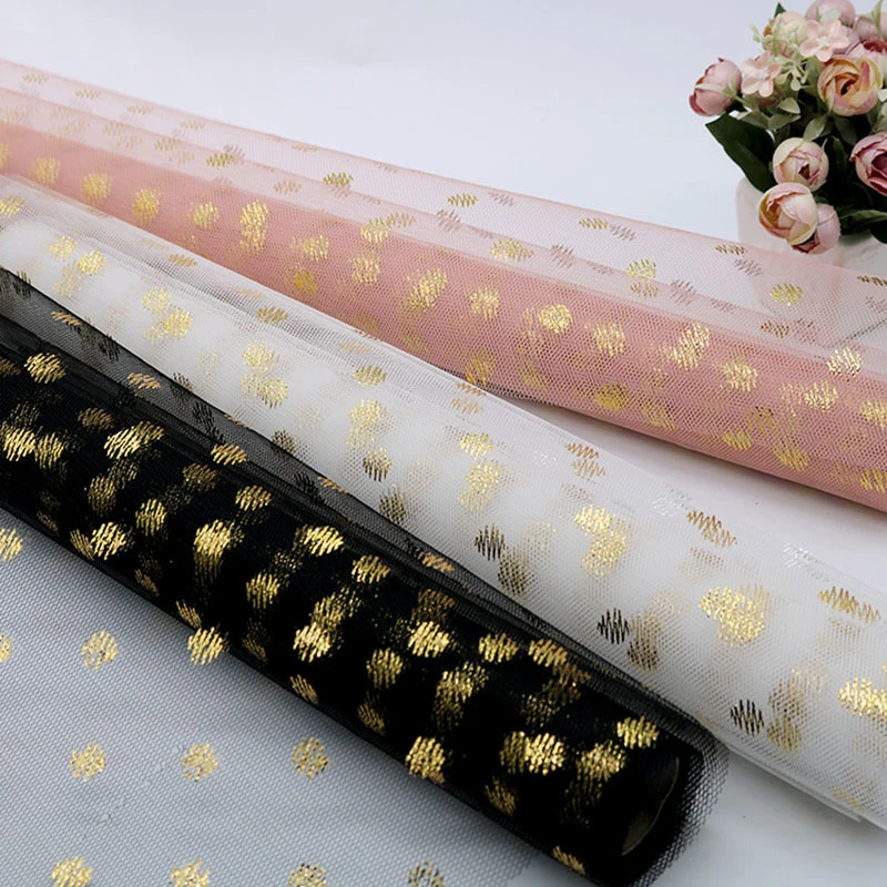 50CM*5Y Flower Wrapping Paper Roll Floral Supplies for Fresh Flowers Dotes Mesh Florist Bouquet Packaging