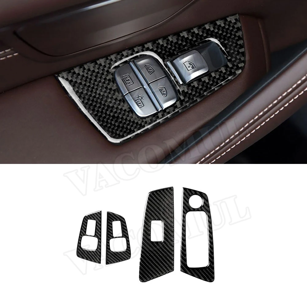 

Carbon Fiber Interior Trim Window Lifter Switch Buttons Decorative Frame Cover Stickers For BMW 5 Series G30