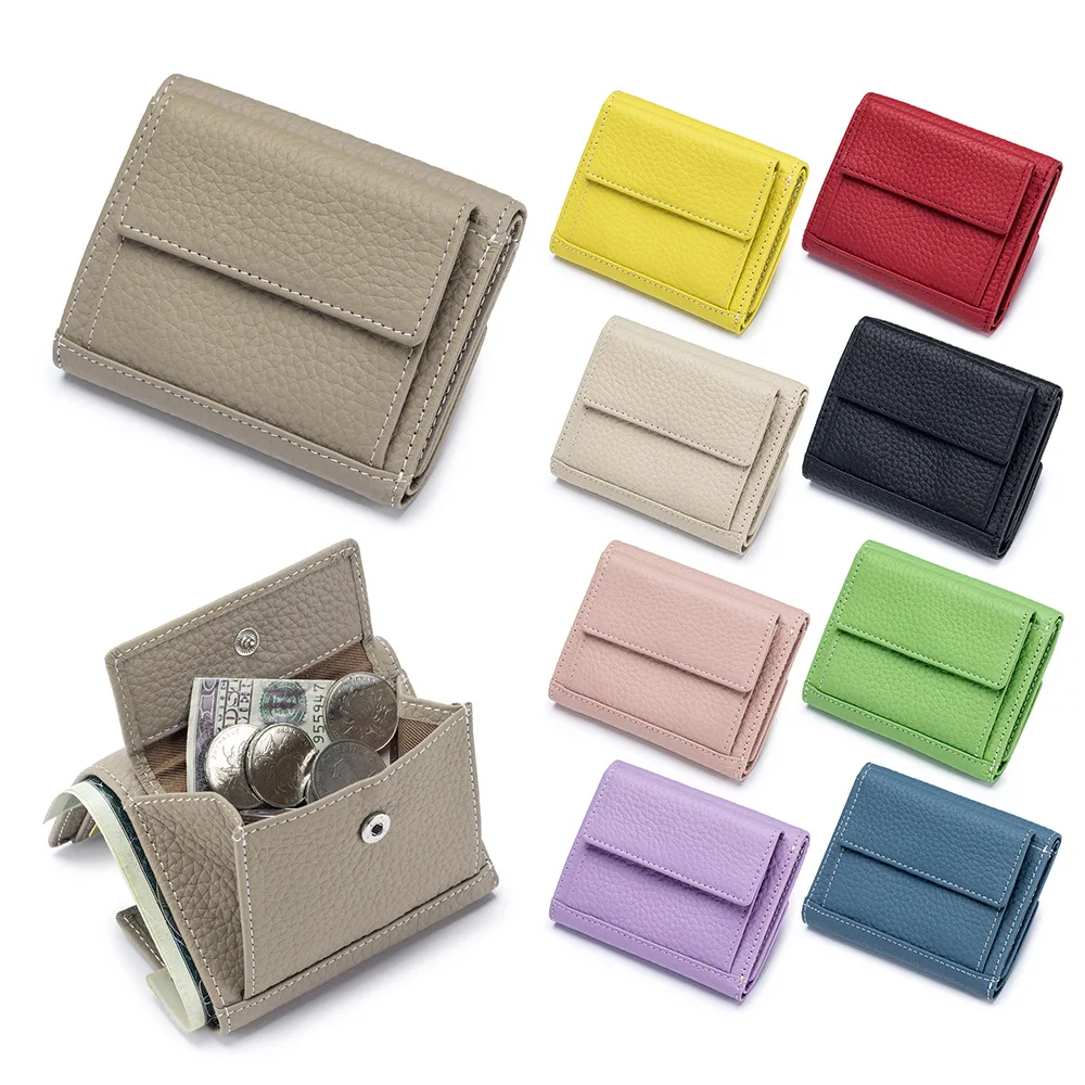 

Genuine Leather Wallet For Women RFID Blocking Fashion Short Small Trifold Women's Purse With Credit Card Holder Coin Pocket Bag