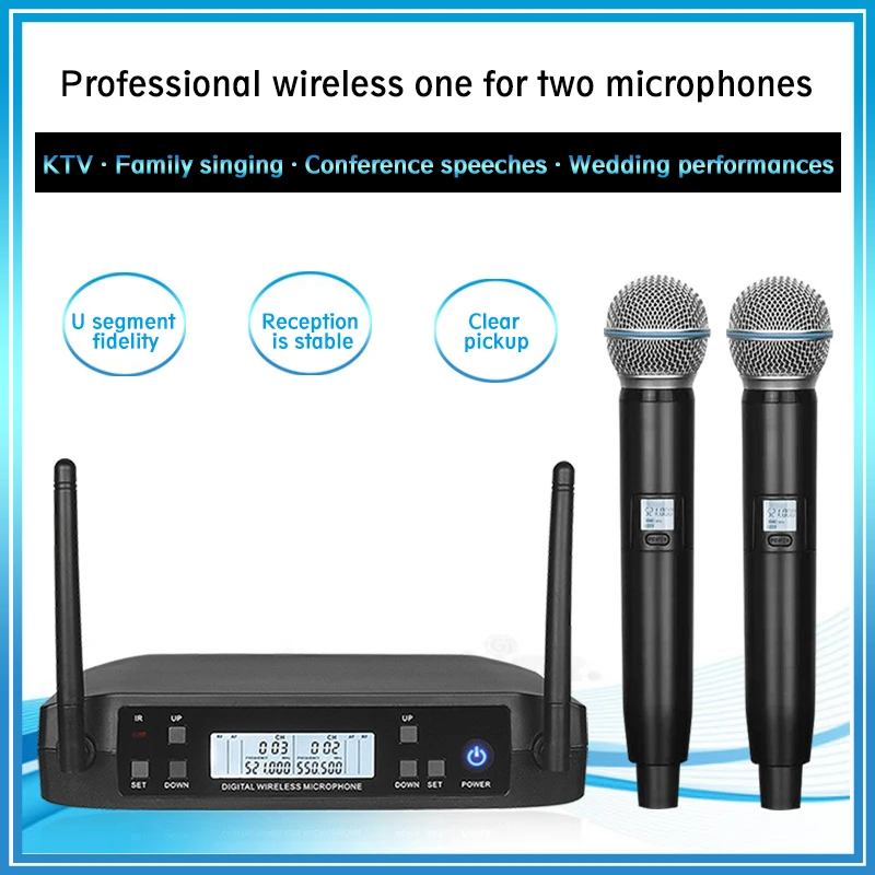 

Wireless Microphone For SHURE GLXD4 UHF 510-690MHz Professional Handheld Dynamic Mic for Party Karaoke Church Show Meeting