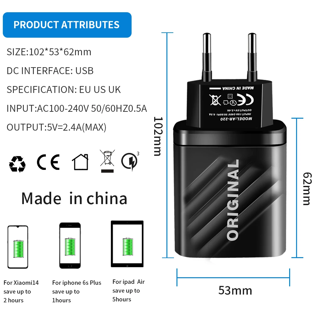 20W PD USB Зарядное устройство Цифровой дисплей Быстрые зарядные устройства QC3.0