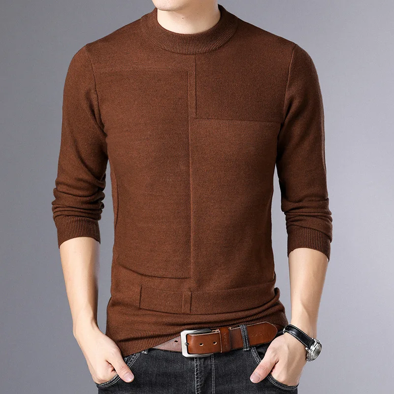

Autumn and Winter New Sweater Men's Round Neck Hedging Middle and Young Thickened Sweater Warm Casual Bottoming Mens Sweaters