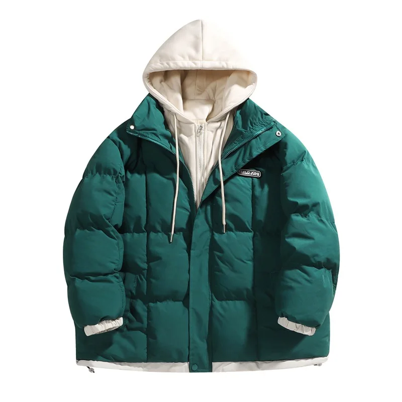 

Winter New Fake Two-piece Cotton Jacket Men Fashion Korean Version of The Hundred Couples Clothing Bread Clothing