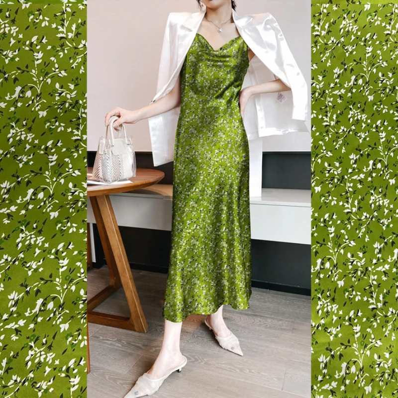 

Шелк тутового шелкопряда, стрейчевая атласная ткань с принтом, модный дизайн для платья, длинная юбка, сезон весна-лето, ткань для шитья своими руками