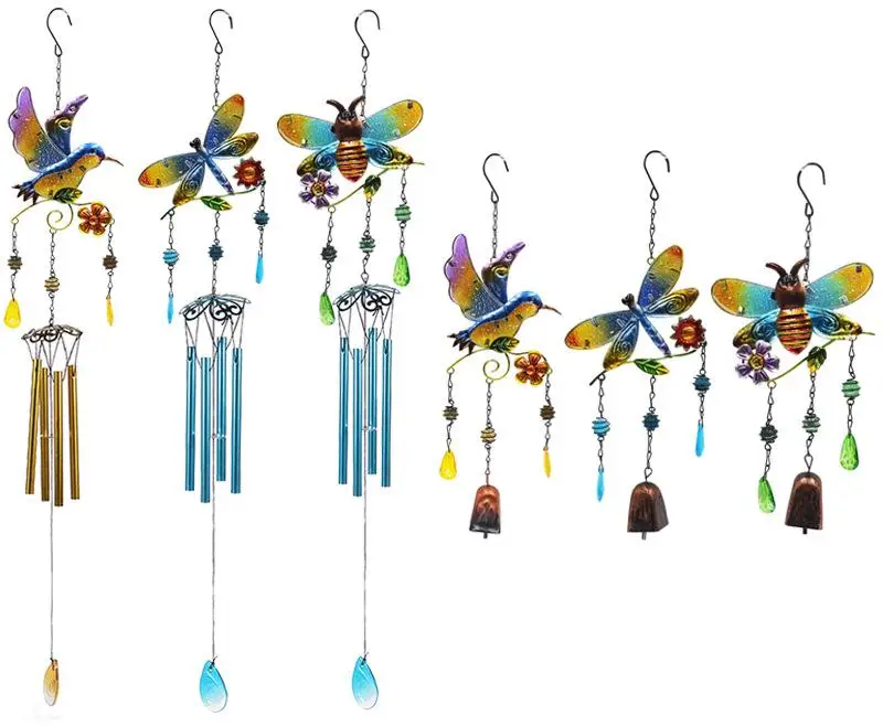 Iron Wind Chime Diamond Glass Painted Bell Wind Chime Tube Creative Garden Pendant Acrylic Pendant