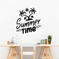 summer time palm wall stickers summer sign murals ocean restaurant beach house sun decor decals removable vinyl poster hj1174