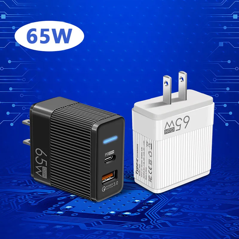 65W USB to Type C Adapter EU/US/UK Plugs Mobile Charger Power Supply For Phone Huawei Xiaomi Samsung Quick Charging Plug Adapter