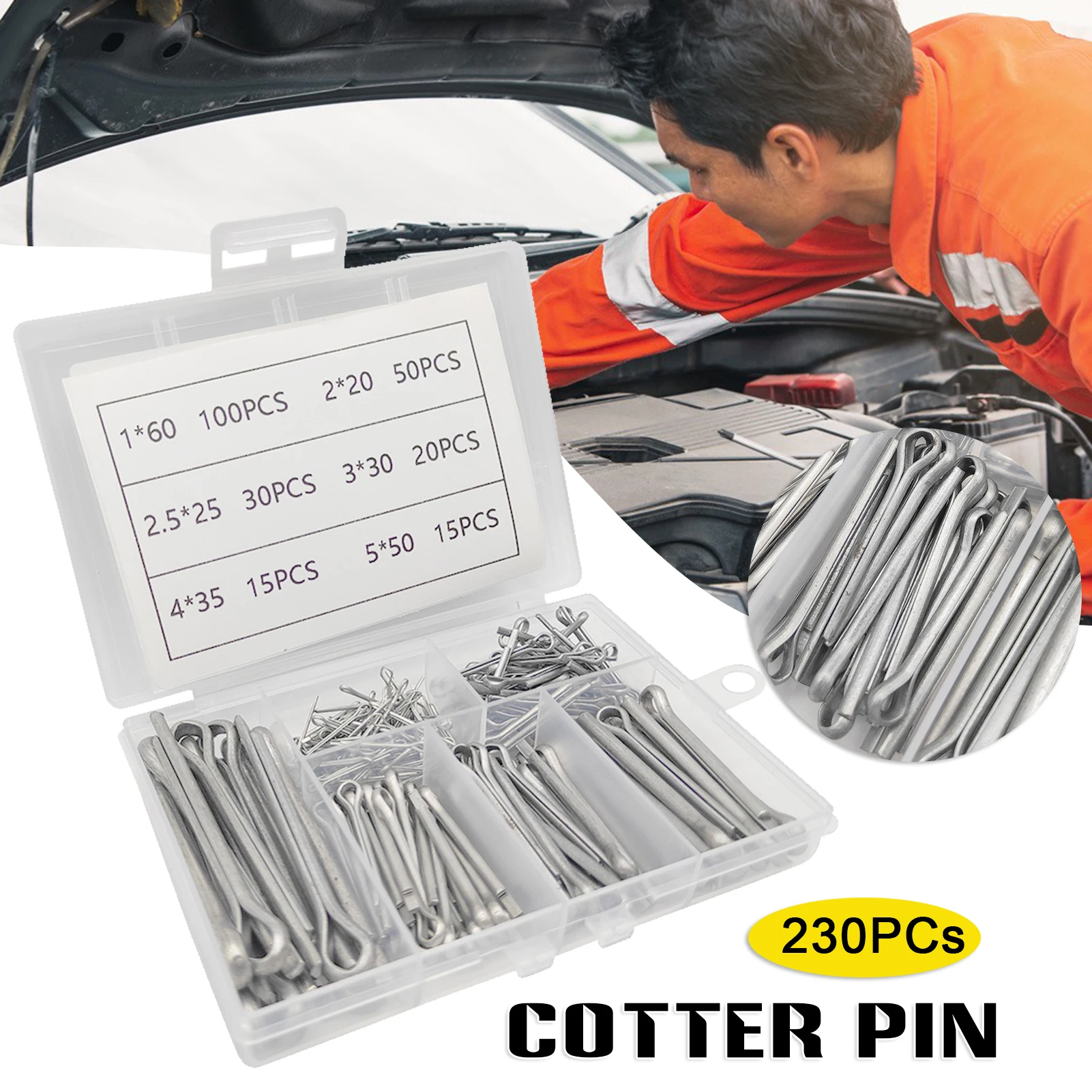 

230Pcs Boxed Cotter Pin Assortment Kit U Sharp Type Cotter Pin Perfect box Key Faster Fitting Screw Holding Pins Practical YN17