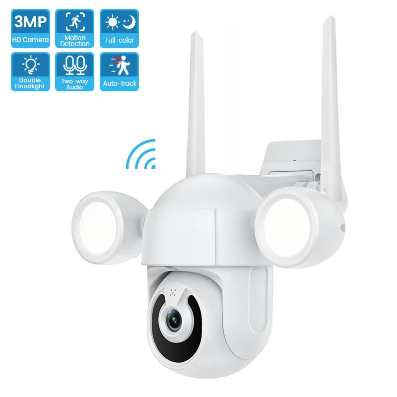 

Tuya Smart Life 3.0MP IP Camera Wifi Home Video Surveillance Human Body Auto-tracking Garden Flood Light Security CCTV PTZ Cam