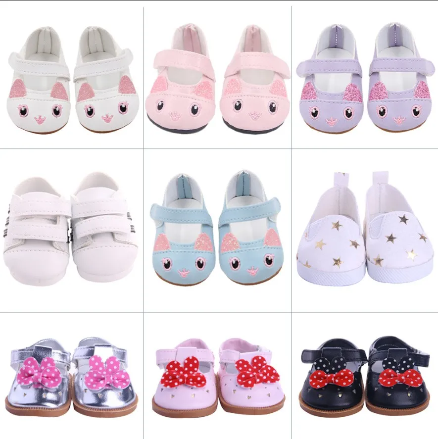 

7Cm Doll Shoes KItty Sequins Shoes For 43Cm Baby New Born Reborn Doll&18 Inch American Our Generation Girl`s Toy 1/3 Blythe Doll