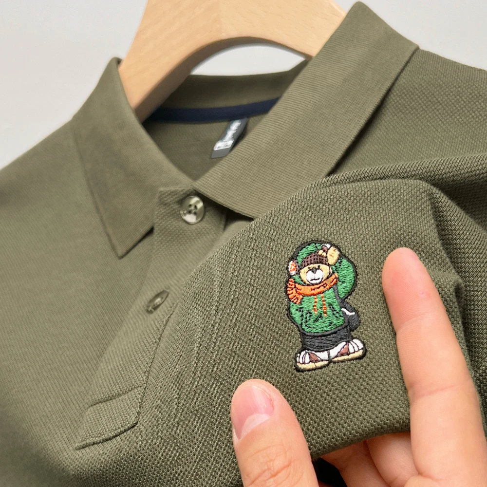 Embroidered logo 2023 new summer polo shirt Men's casual business lapel short sleeved T-shirt Golf clothing