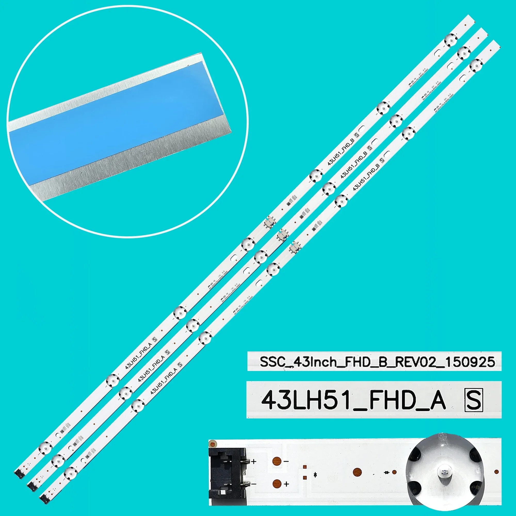 

Светодиодная лента подсветки для LG 43LF570T 43LF570V 43U514T-TA 43U515V-ZE 43U525T-TB (3 шт.)