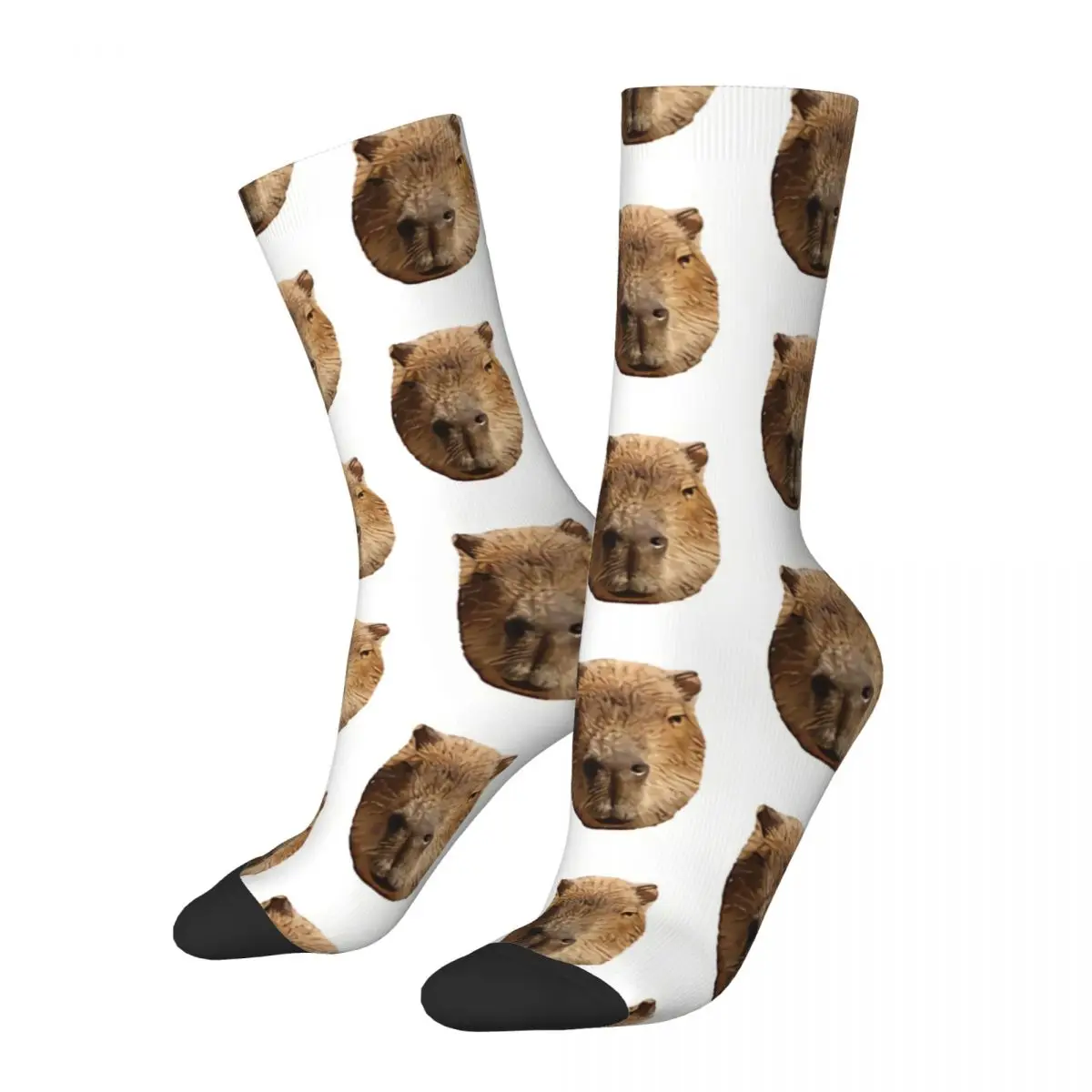 Funny Men's Socks Male Capybara Face Vintage Harajuku Capybara Hip Hop Novelty Crew Crazy Sock Gift Pattern Printed