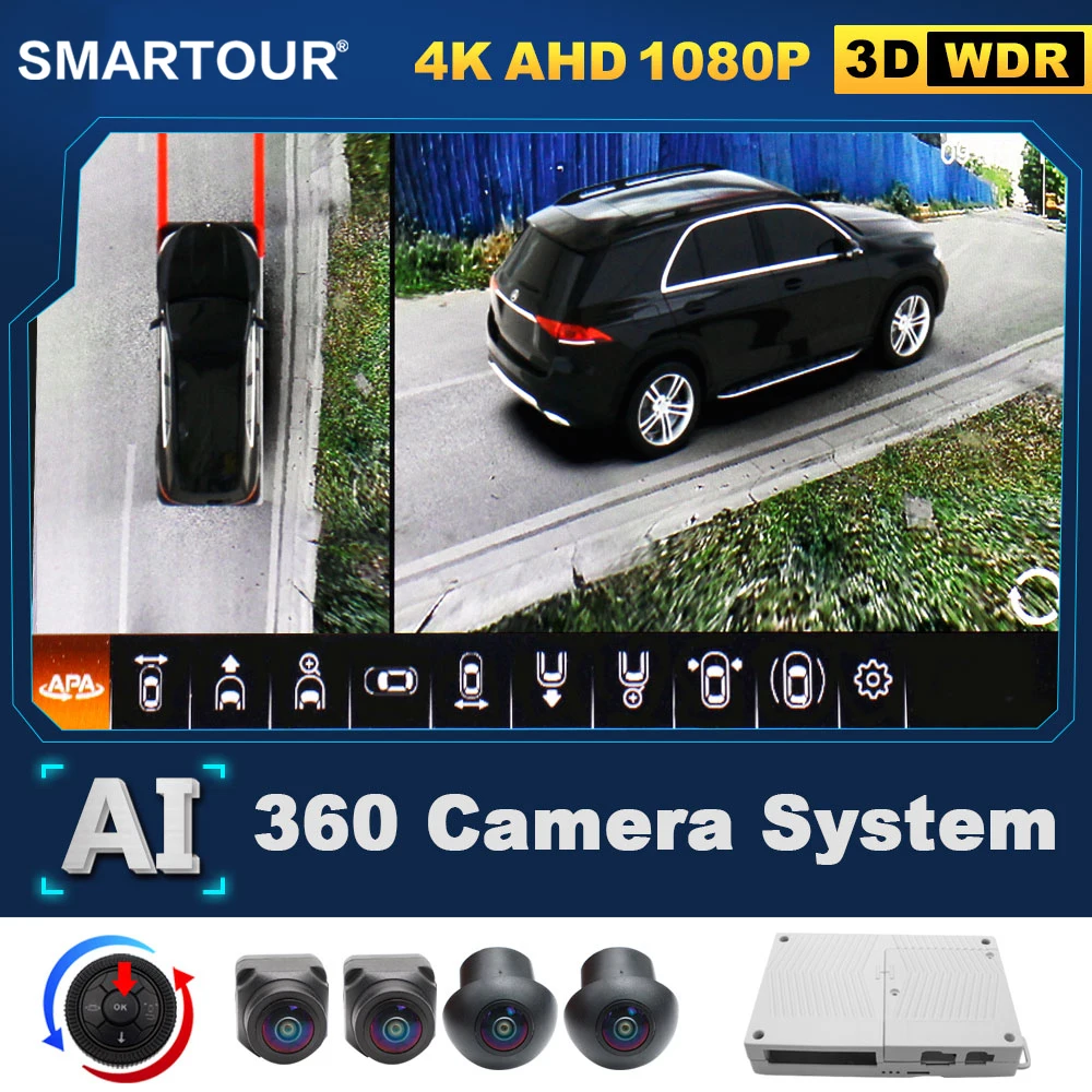 

Автомобильная камера Smartour AI, 360-градусная система просмотра птичьего глаза, монитор парковки HD 4K AHD 1080P, универсальные автомобильные аксессуары для электроники