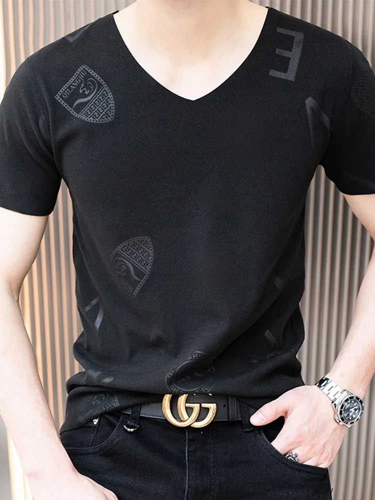 Seamless Dralon Short sleeve T-shirt Men's Autumn and Winter Inner wear Fleece-lined Thickened Half Sleeve Bottoming Shirt De...