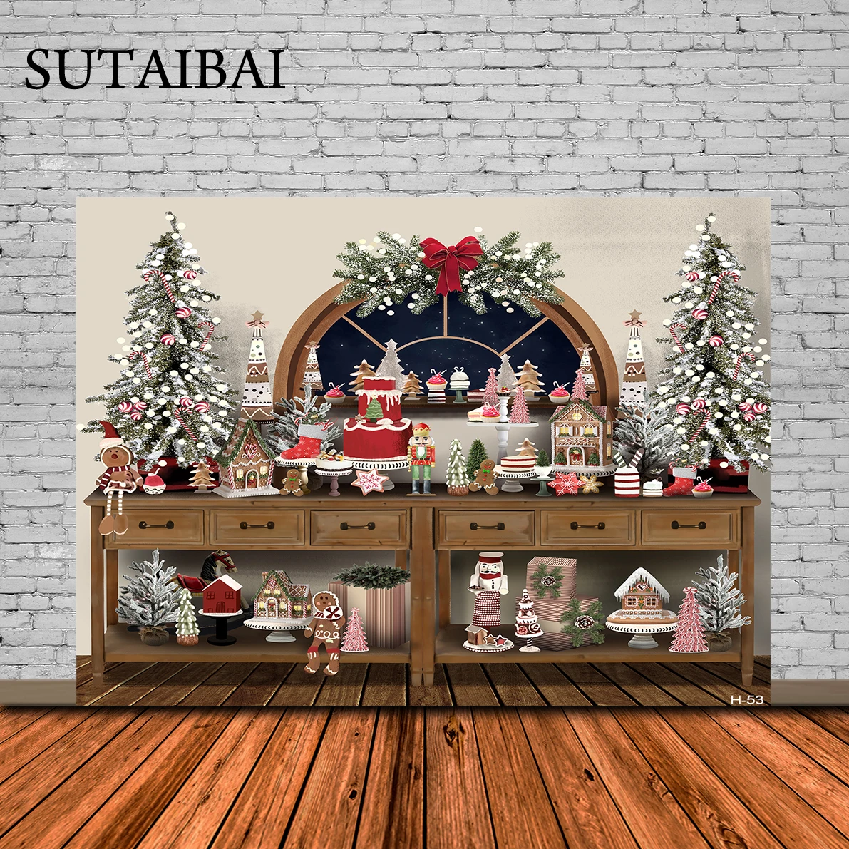 

Christmas Toy Store Backdrop Retro Gingerbread House Photography Xmas Room Portrait Background Photo Studio Winter Street Snow