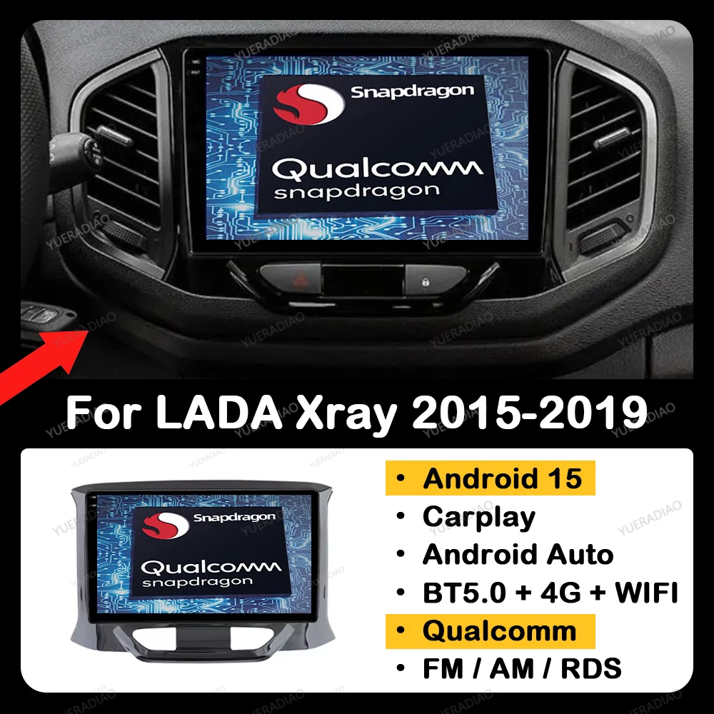 Фото Автомобильный радиоприемник Android 15 для LADA Xray X Ray 2015-2019 QLED GPS NAVI Мультимедийный видеоплеер 4G WIFI Qualcomm Головное устройство BT 2DIN №1
