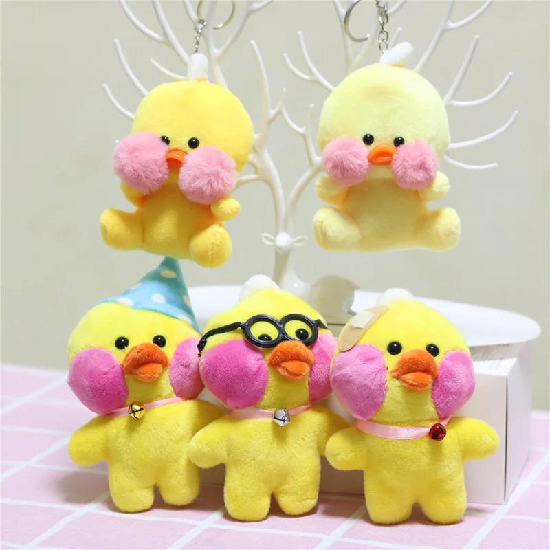 

10cm Lalafanfan Duck Keychain Korean Hyaluronic Ducks Acid Doll Duck Pendant Plush Stuffed Animals Soft Toys Birthday Gifts Kids