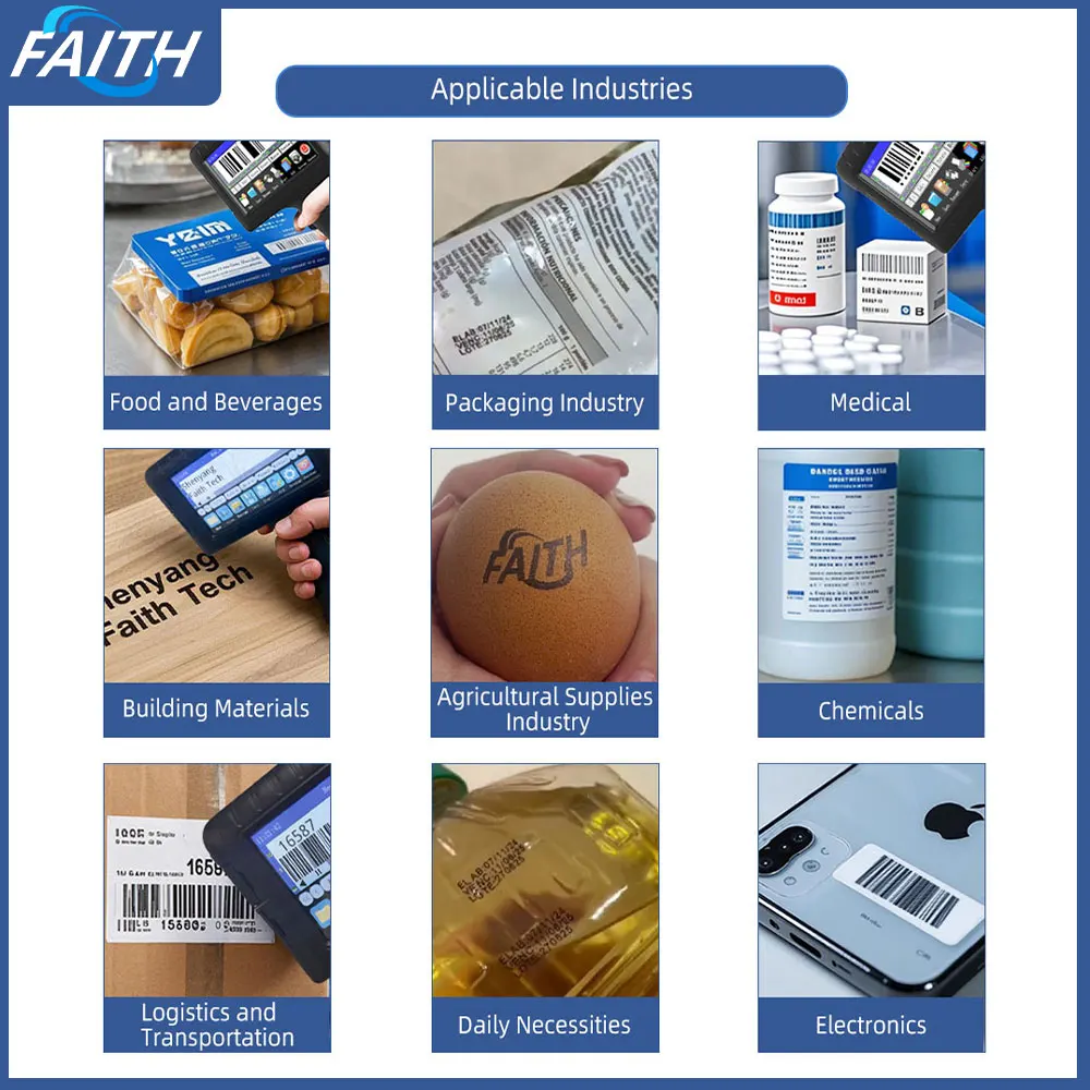 Фото Портативный принтер Faith 20% 12,7 мм, ручной струйный принтер, текст, QR, штрих-код, номер партии, логотип, изображение, дата, печатная машина №3
