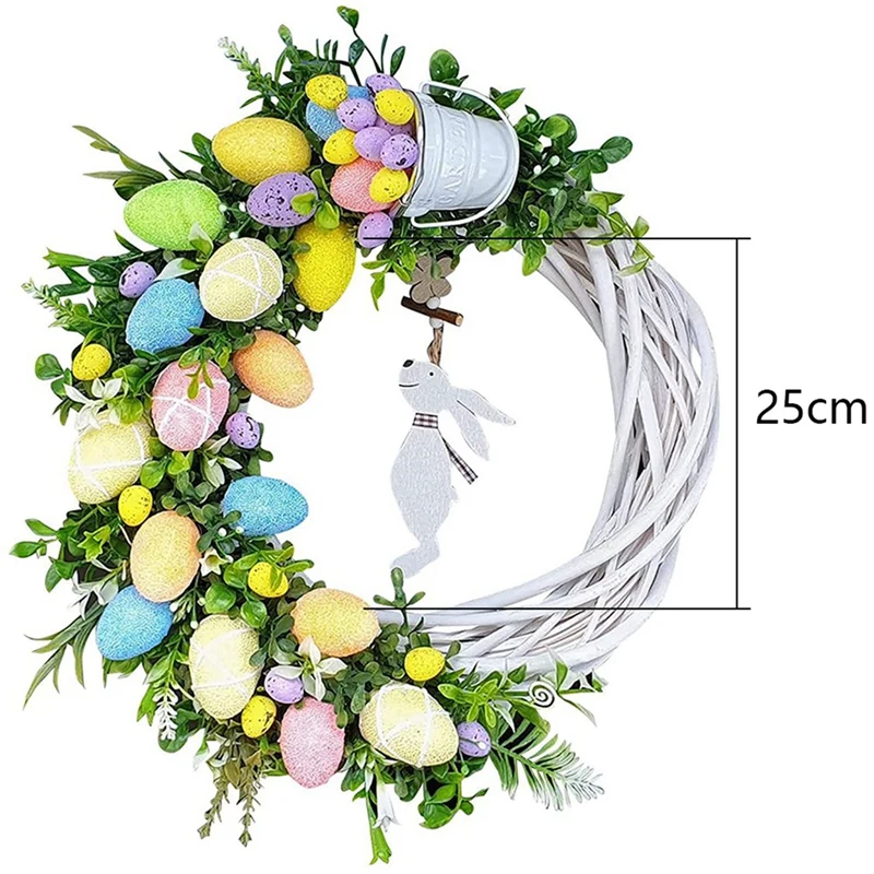 Easter Decorations Easter Wreath Bunny Easter Egg Wreath Hanging Ornament Spring Wreaths For Garlands Fireplace Home Decor images - 6