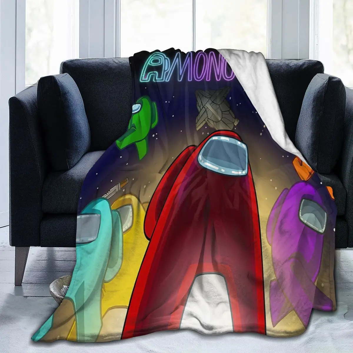 

3D Print Blanket among Us Game Figure Flannel Blanket for Beds Throw Soft Carpet Cartoon Printed Bedspread Bedding Sofa Gift -1