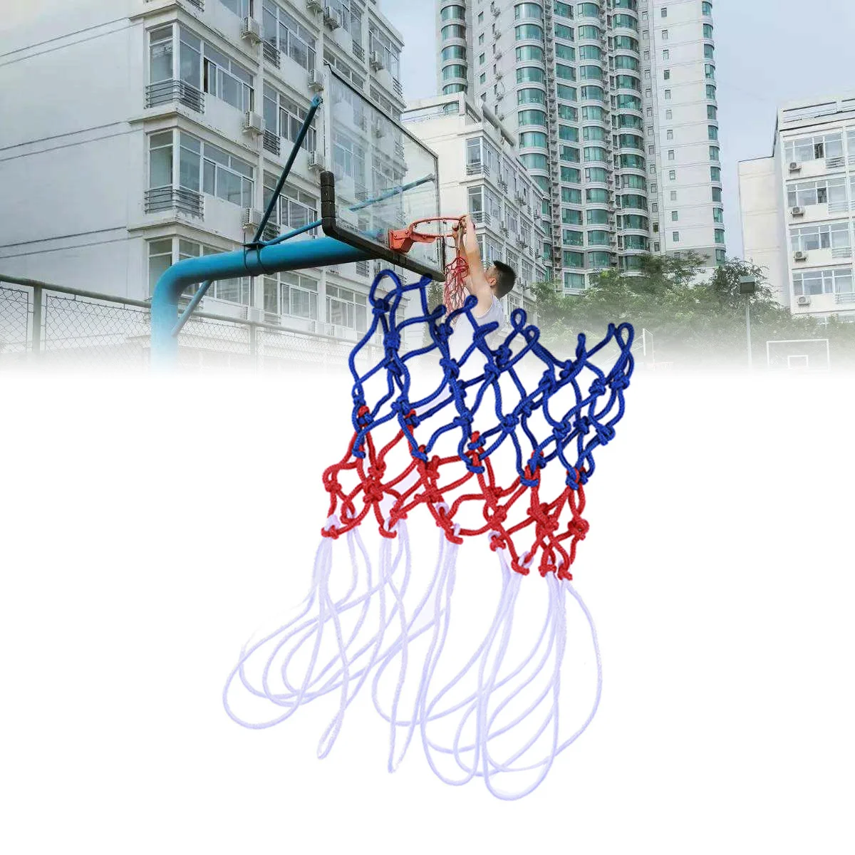 

Стандартная прочная и долговечная плетеная многоцветная баскетбольная сетка для спорта на открытом воздухе или в помещении (красный, белый...