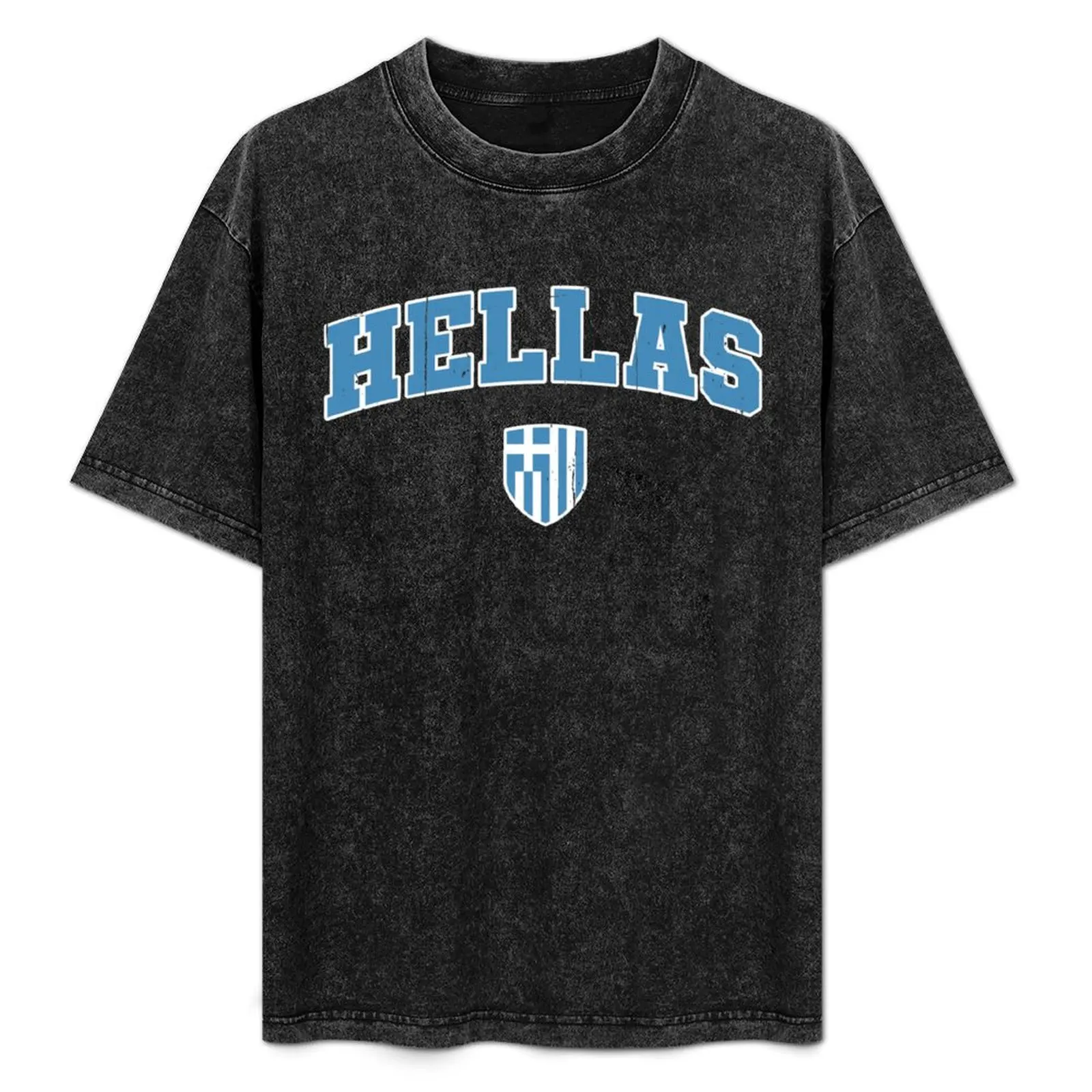 Фото Футболка Hellas Mock Athletic Distressed с эмблемой греческого флага, базовая, простая, повседневная, с коротким рукавом №1