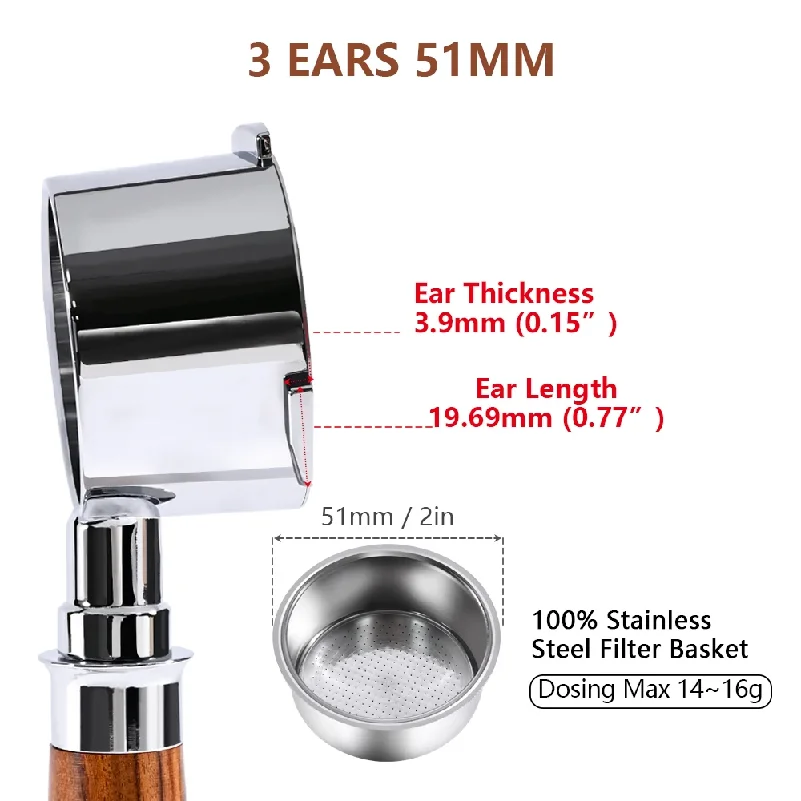 Фото Бездонный портафильтр для кофе 51 мм для Homix H11, Oster, Cecotec, Hibrew 1, 2Cup, сменная фильтрующая корзина, аксессуар для эспрессо-машины №4