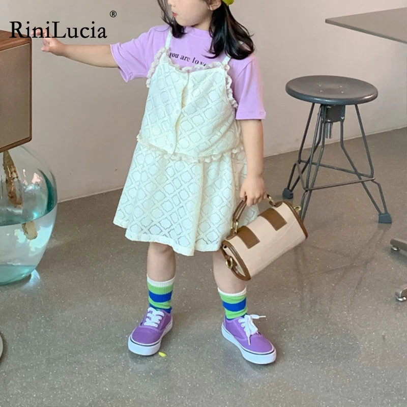 

RiniLucia Three Pieces Cotton Girls Clothing Sets Summer Tshirt Dress Children Sets Fashion Girls Clothes Suit Casual Outfits