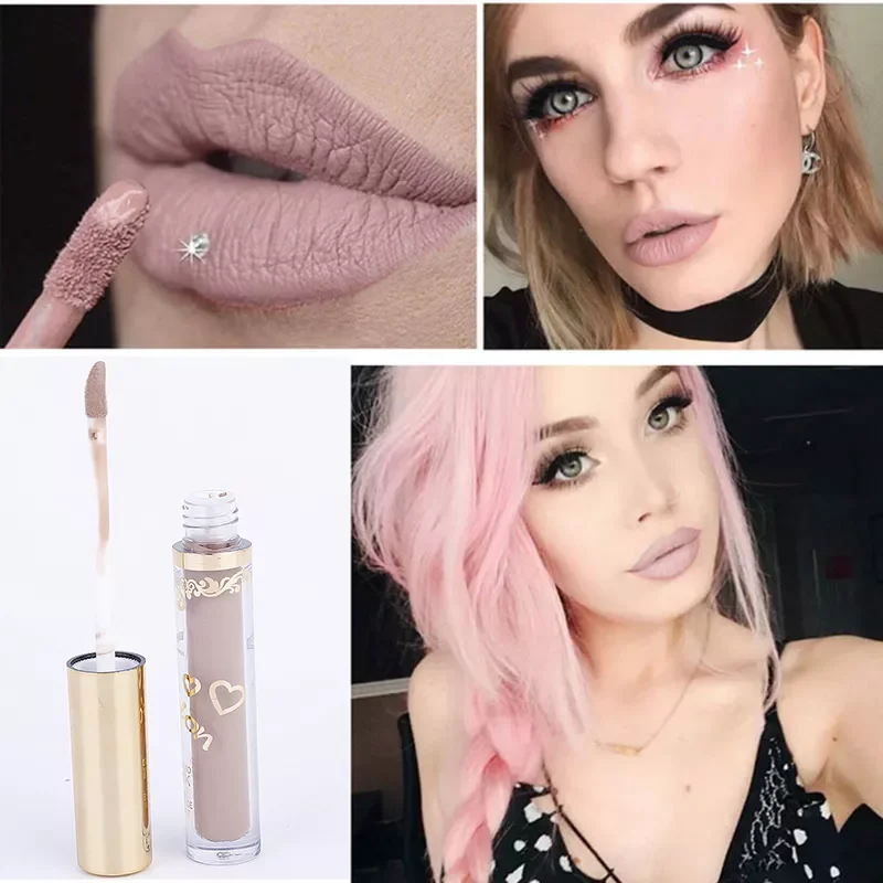 

Matte Nude Light Purple Liquid Lipstick Batom Waterproof Long Lasting Lip Glaze Velvet Bite Lip Lipstick Korean